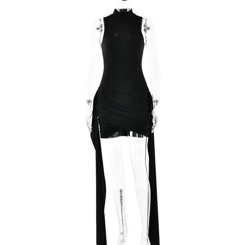 Turtleneck Sleeveless Sexy Mini Dress