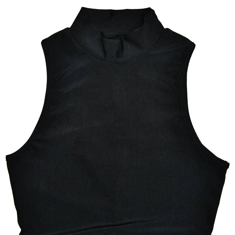 Turtleneck Sleeveless Sexy Mini Dress