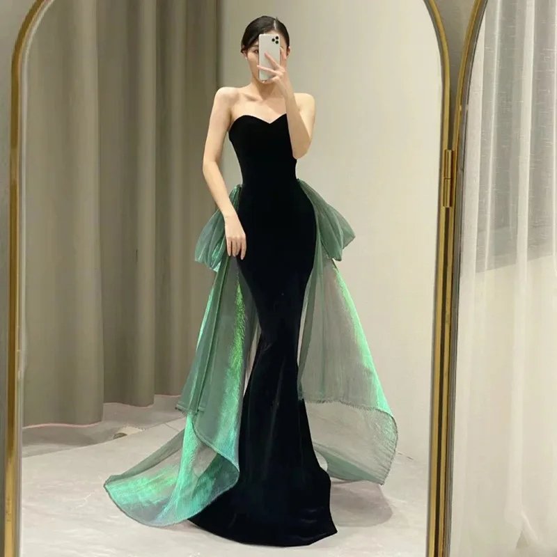 Vintage Off the Shoulder Mermaid Evening Dress