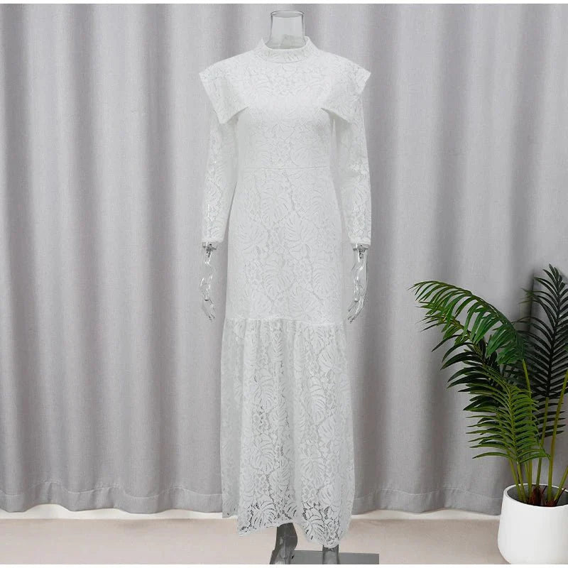 White Lace Long Sleeve Dress