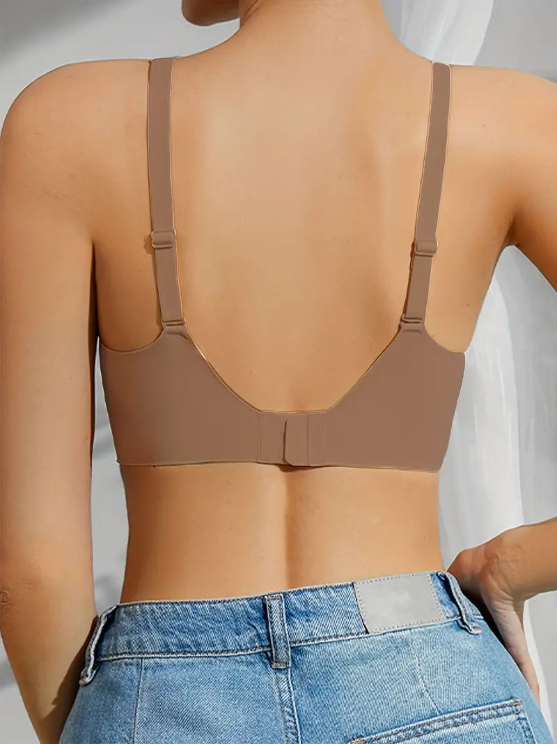 Wide Straps Wireless Bra Brown