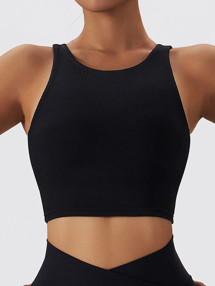 Live In Rib Crew Neck Backless Crop Top