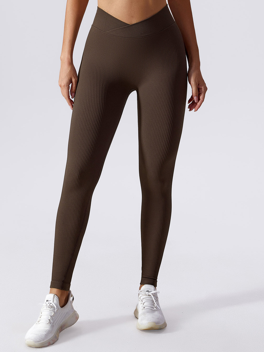 Seamless Rib Cross Waistband Yoga Leggings