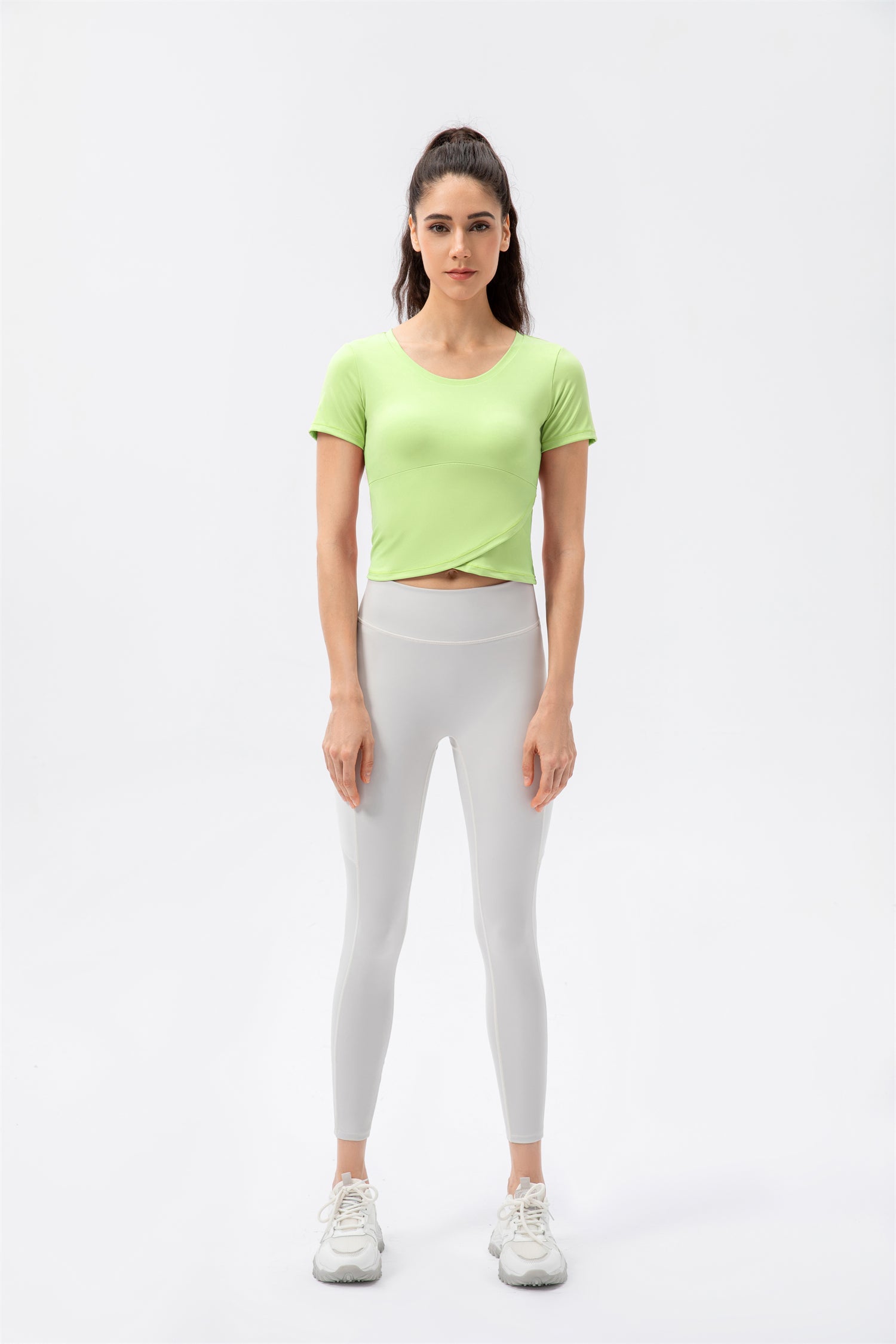 Crossover Hem Cropped Sports Top