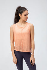 Round Neck Split Sleeveless Sports Top