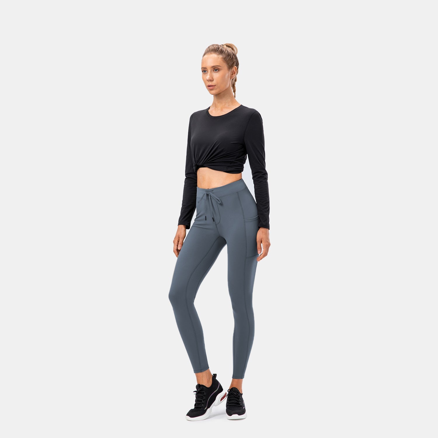 High Waisted Drawstring Pocket Sport Leggings