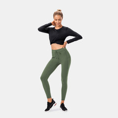 High Waisted Drawstring Pocket Sport Leggings