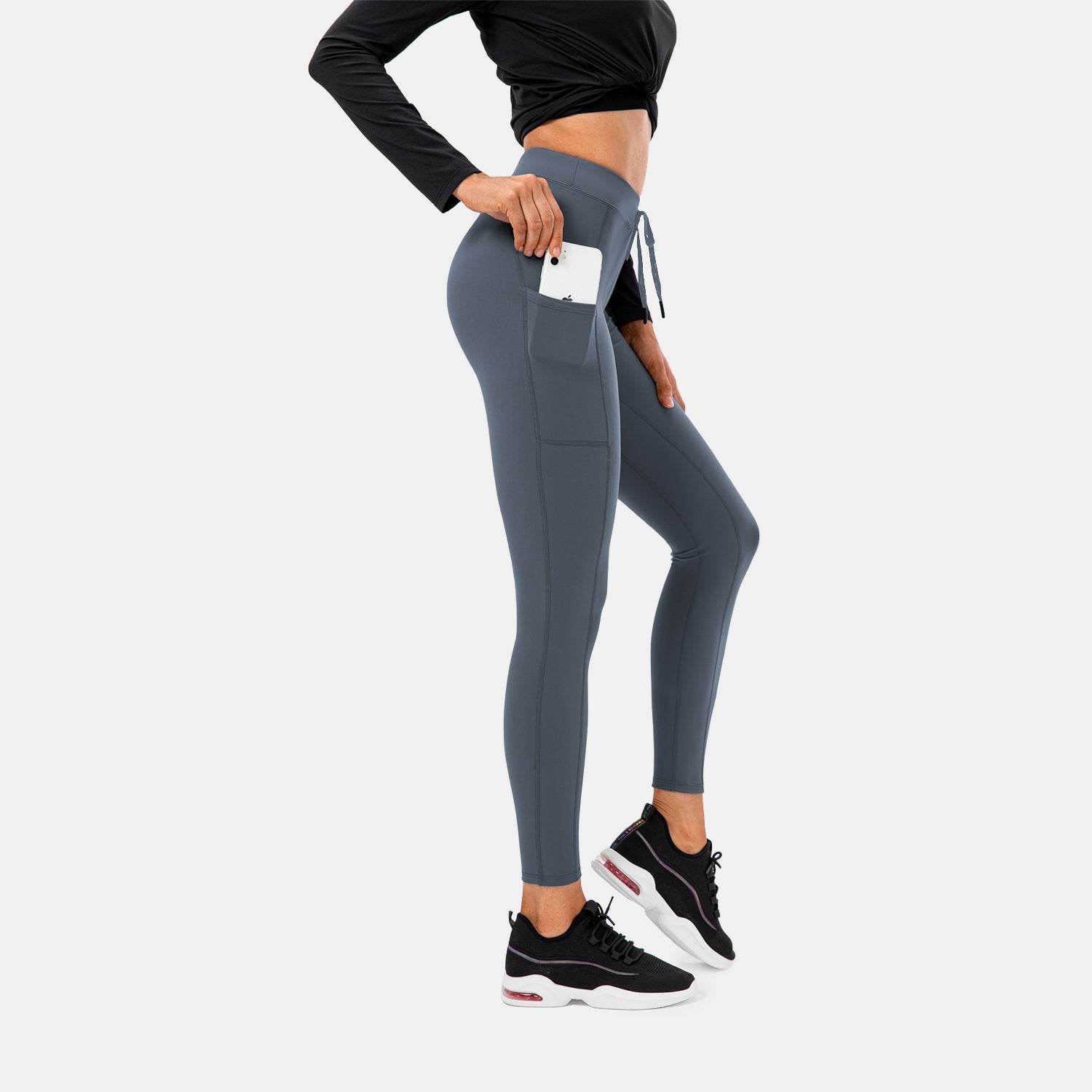 High Waisted Drawstring Pocket Sport Leggings