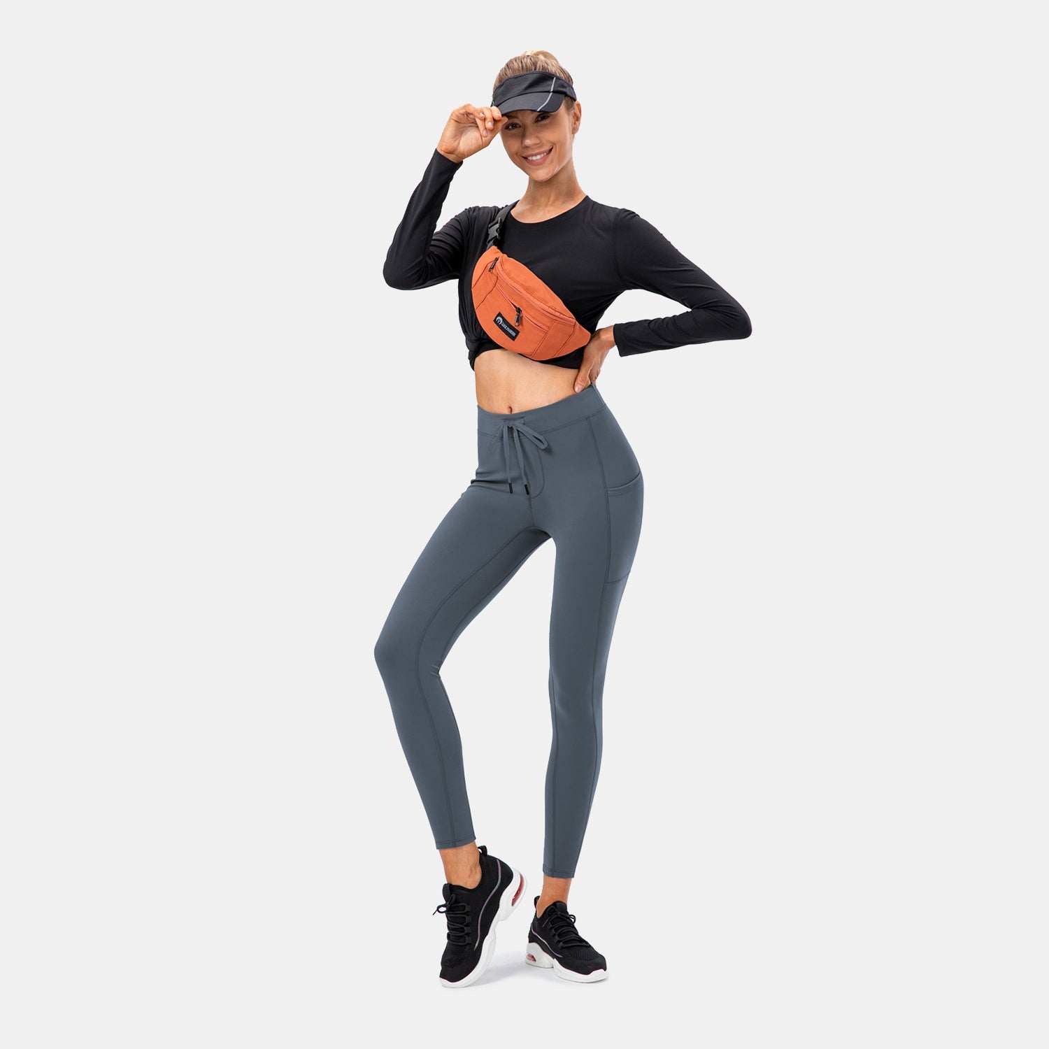 High Waisted Drawstring Pocket Sport Leggings