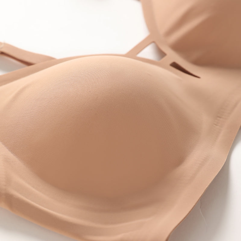 Sexy Hollow Out Wireless Bra Tan