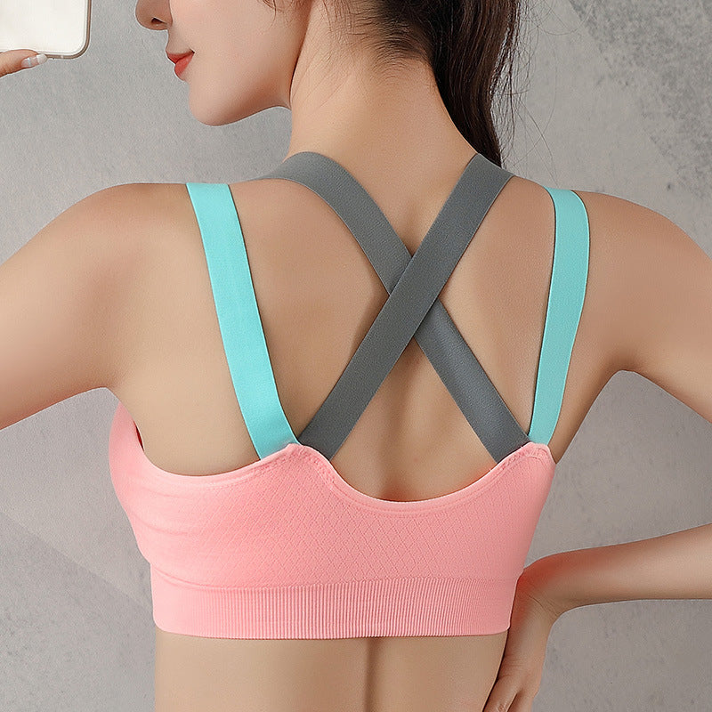 Cross-Strap Back Medium Support Sports Yoga Wireless Bra