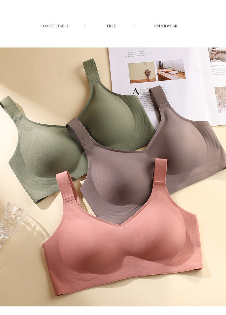 Sexy Seamless for Wireless Free Active V Neck Soft Full Coverage Comfort Bra