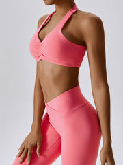 Air Cloud Halter Ruched Sports Bra