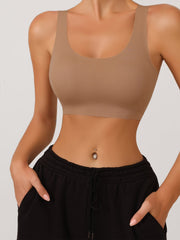 Cut Out Back No Show Wireless Yoga Bra RosyBrown