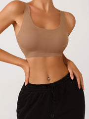 Cut Out Back No Show Wireless Yoga Bra RosyBrown