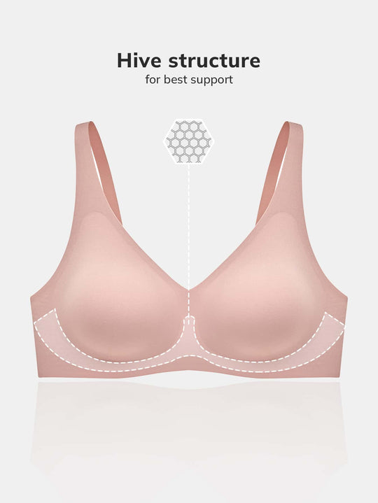 Wireless Plunge Lounge Bra Coral Pink