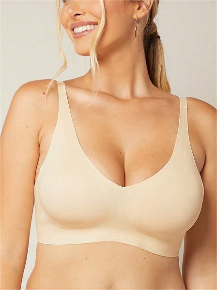 Wireless Plunge Lounge Bra Beige