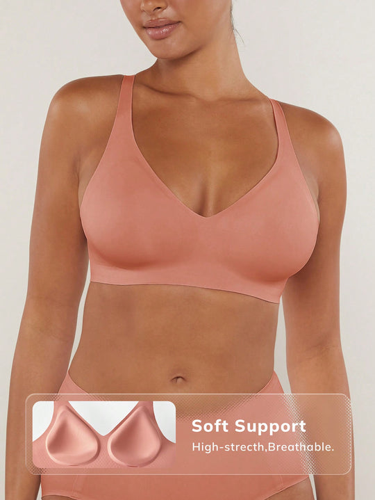 Wireless Plunge Lounge Bra Pink