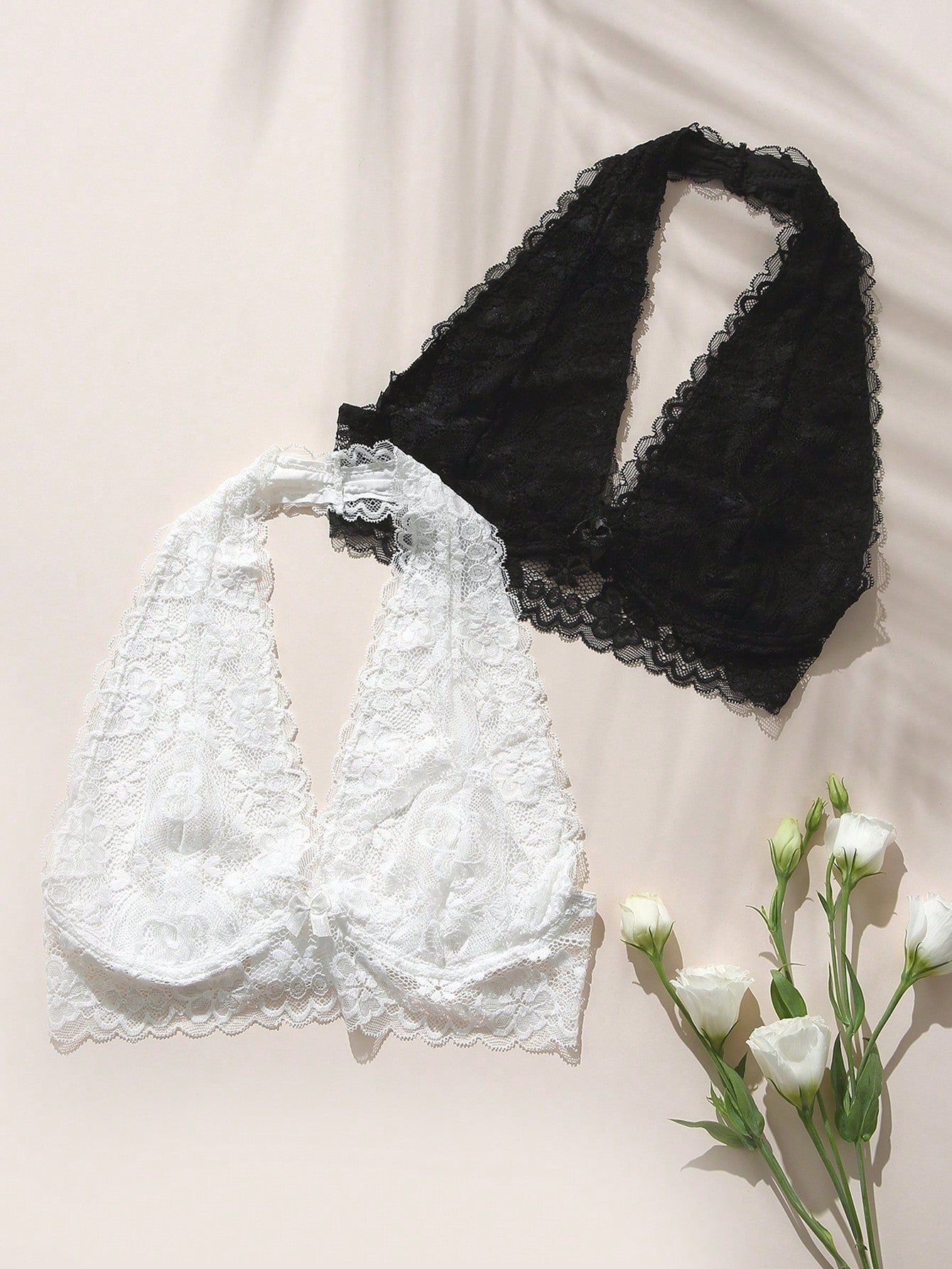 Sexy Triangle Cup Lace Wireless Bralette Black