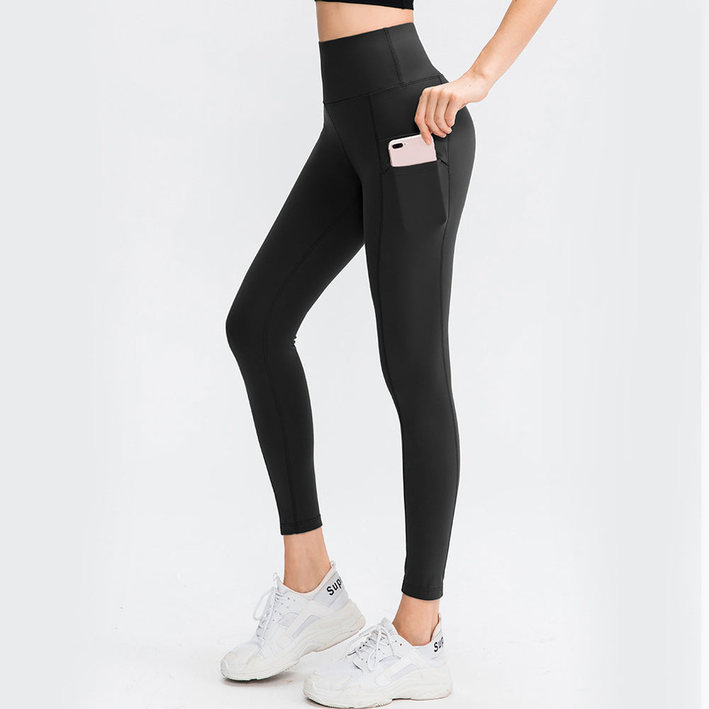 High Waisted Double Pocket Plain Leggings