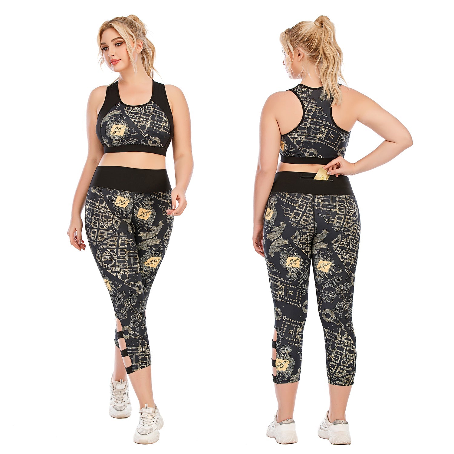 Workout Set 2 Piece Outfit High Waist Leggings Yoga Gym Set