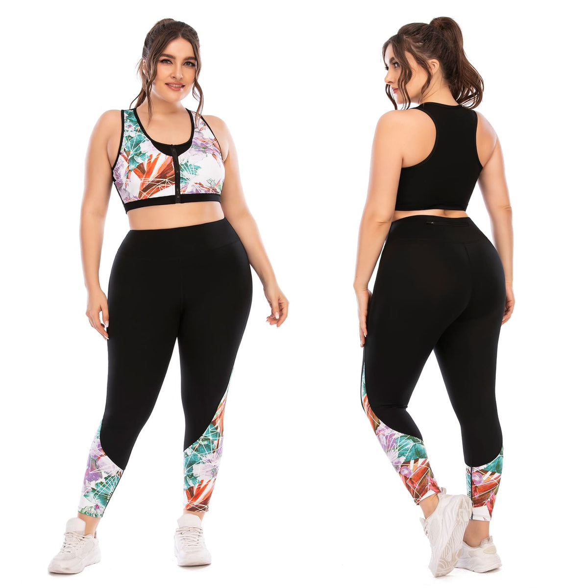 Yoga Outfits Plus Size Zipper Activewear Suit