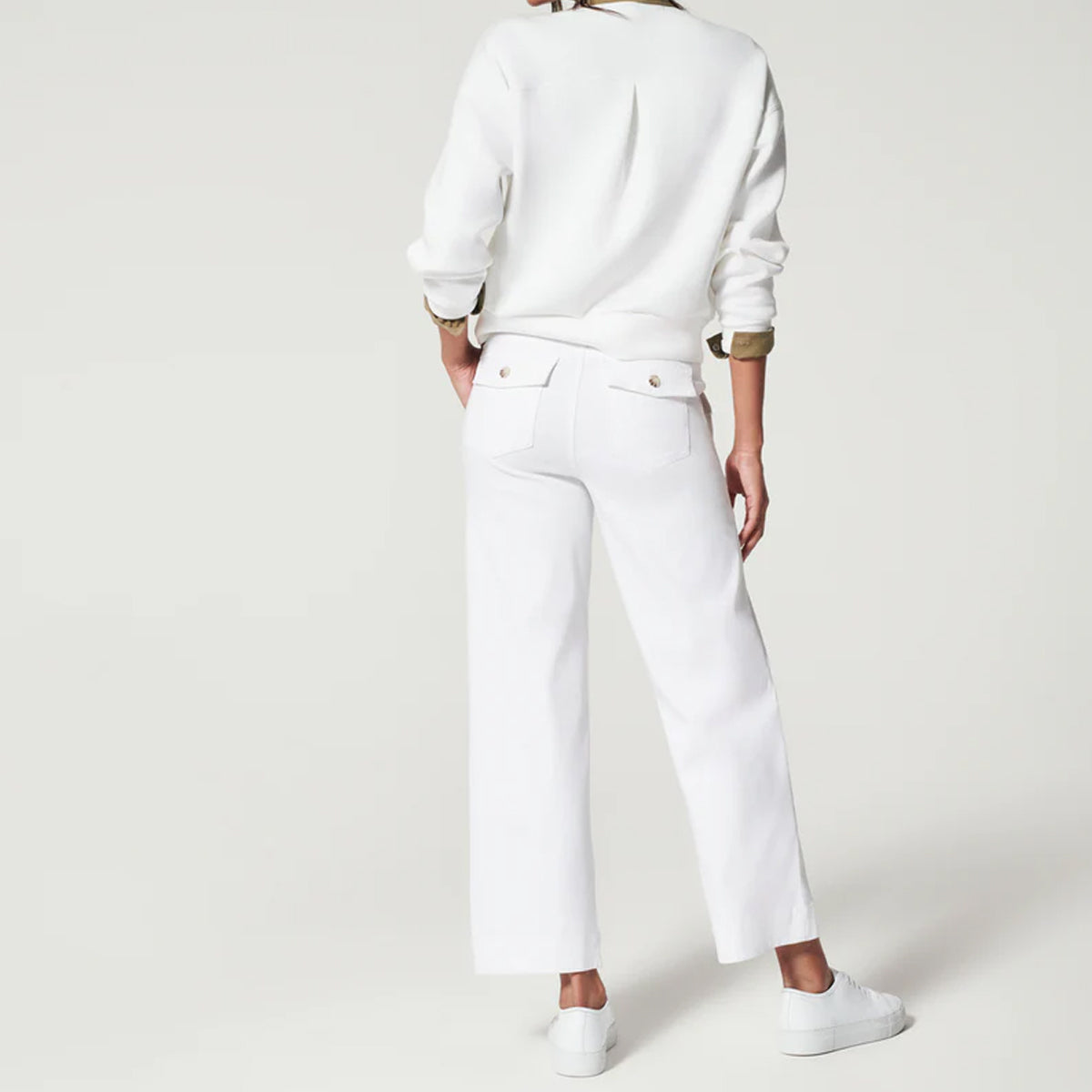 Stretch Twill Cropped Wide Leg Pant