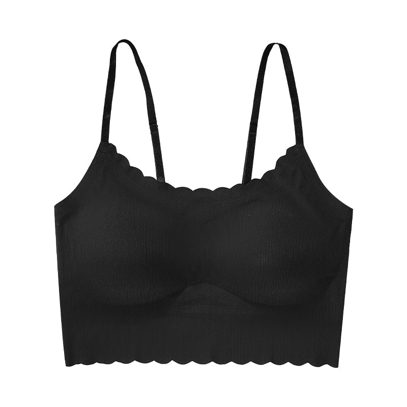 Rippled Edge Low Back Wireless Bralette Top