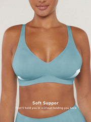 Wireless Plunge Lounge Bra Light Blue