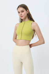 Zip Front Sleeveless Cropped Tank Top