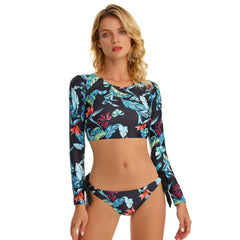 Rash Guard Long Sleeve Two Piece Swimsuit Crop Top