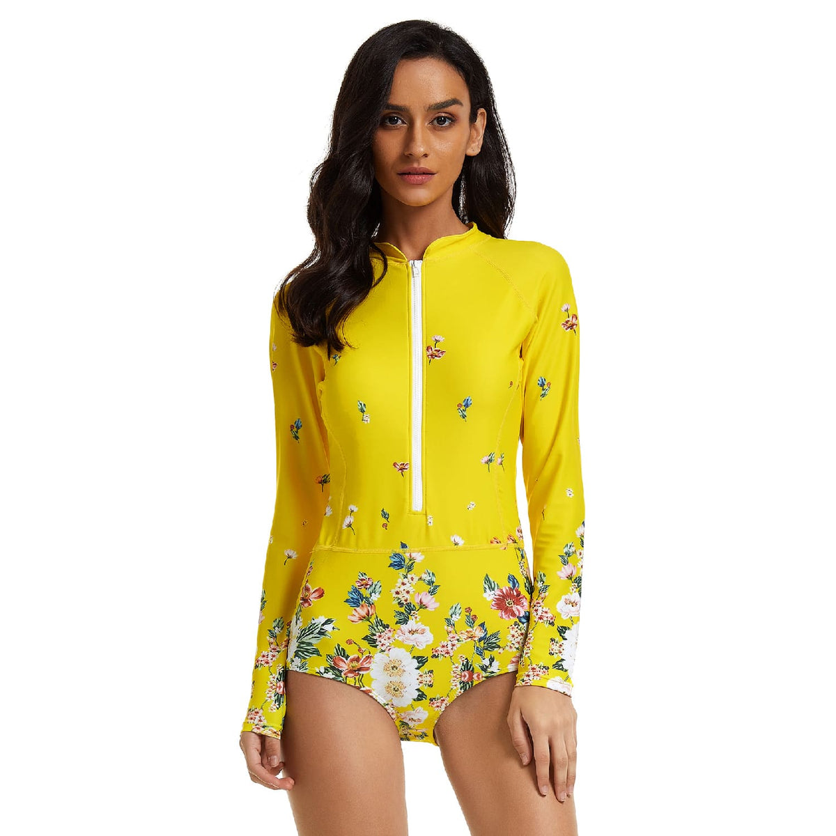 Yellow Swimsuit Long Sleeve Bathing Suit Beachwear