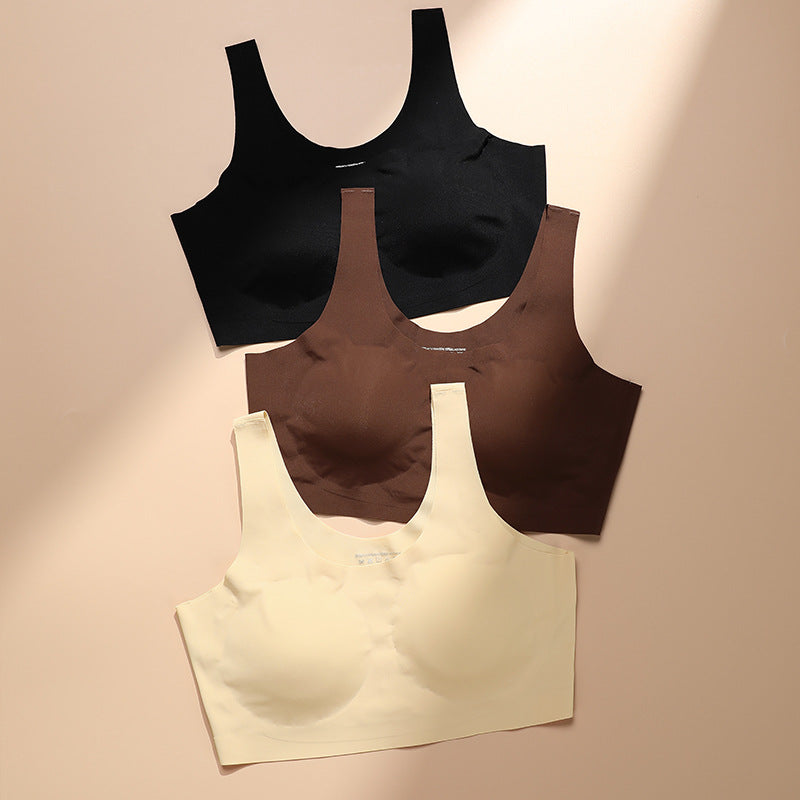 Cut Out Back No Show Wireless Yoga Bra RosyBrown