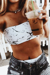 Marble Print High Waisted Bikini Bottom
