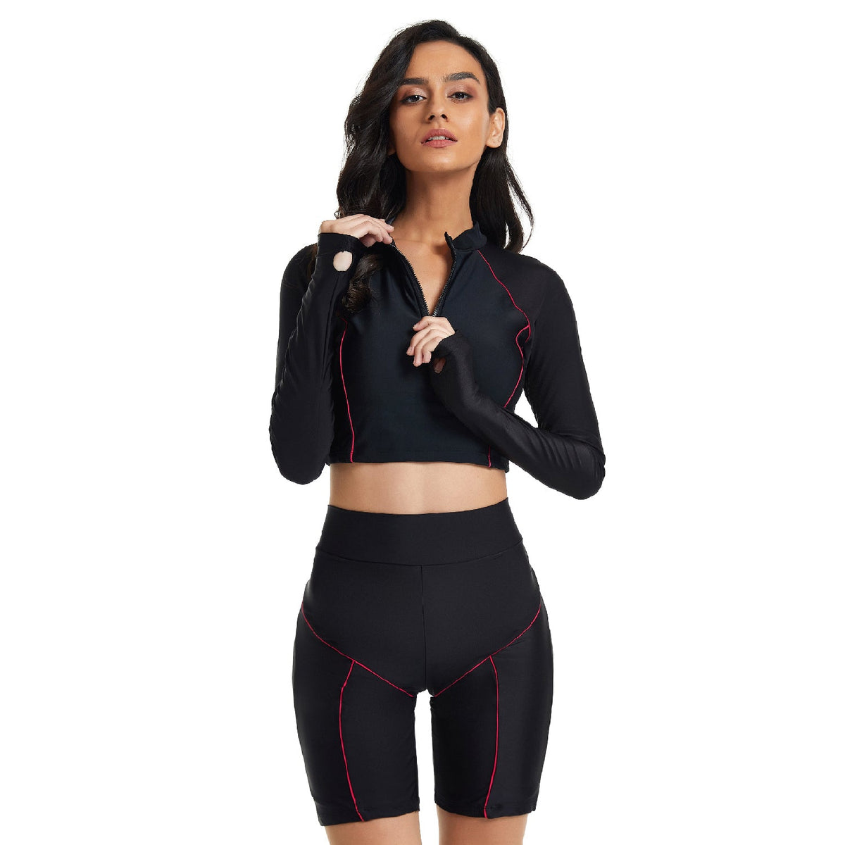 Swimsuits for Long Sleeve Crop Top Boyleg Rash Guard