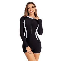 Long Sleeve Zipper Swimsuit One Piece Surf Swimwear
