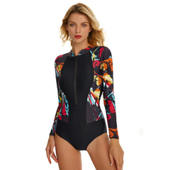 Rash Guard Zipper Swimsuit One Piece Swimwear