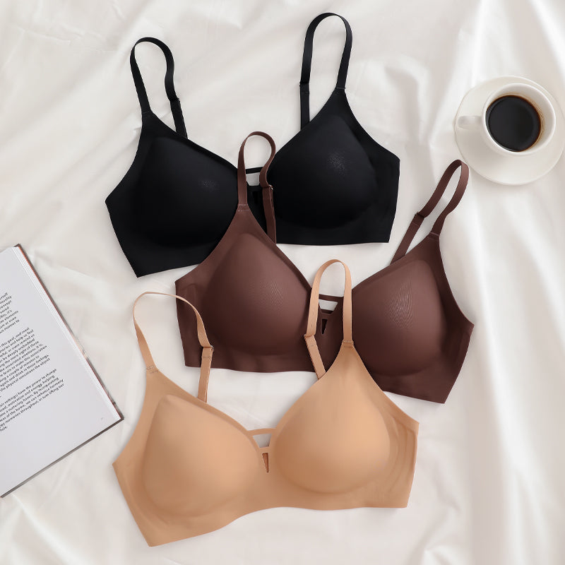 Sexy Hollow Out Wireless Bra Tan