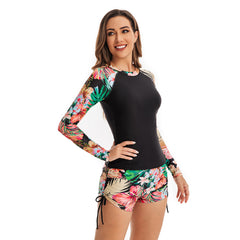 2 Piece Long Sleeve Rash Guard Swimsuit for Women