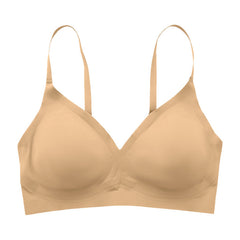 Solid Triangle Seamless Wireless Bra Tan