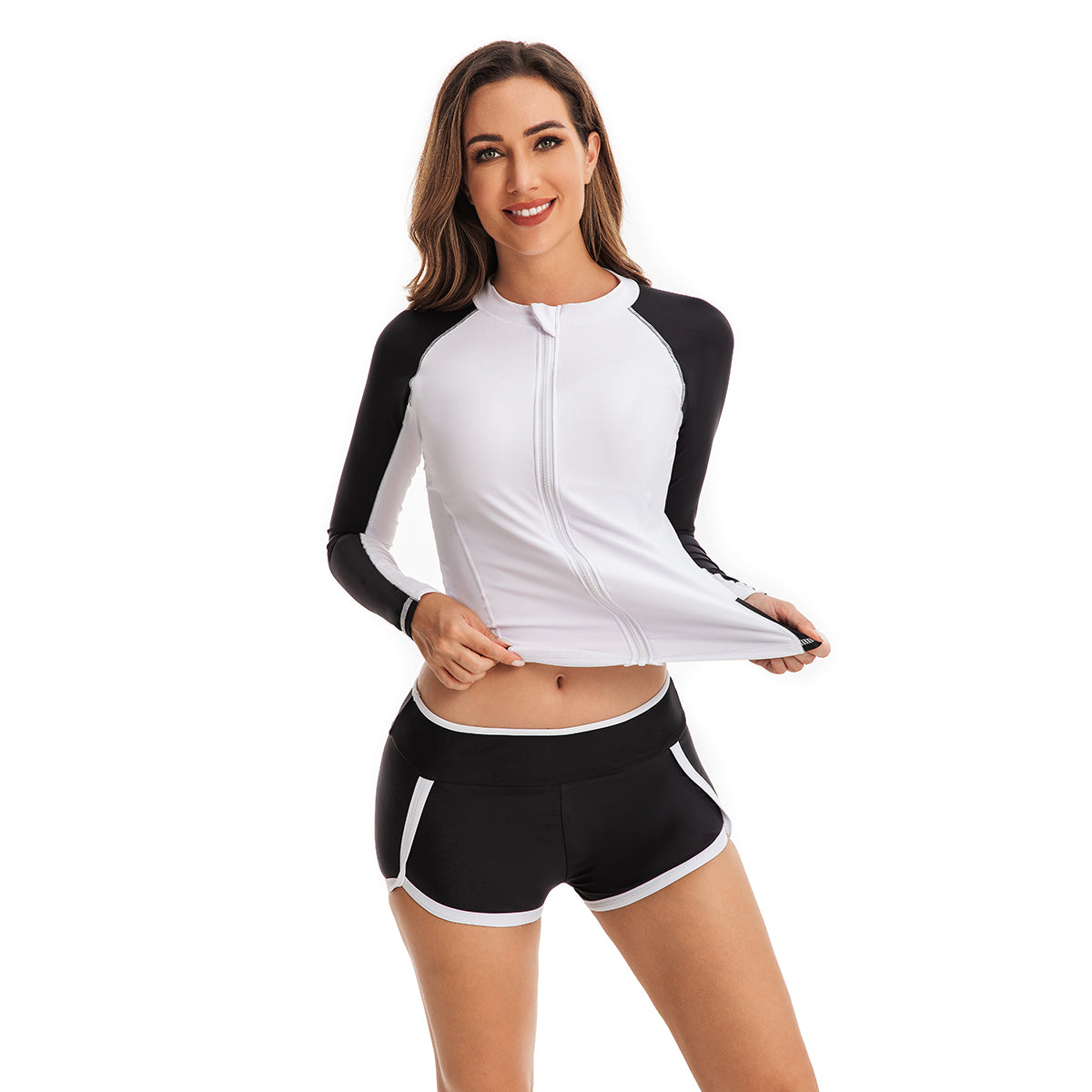 Black and White color Surfing Bathing Suit