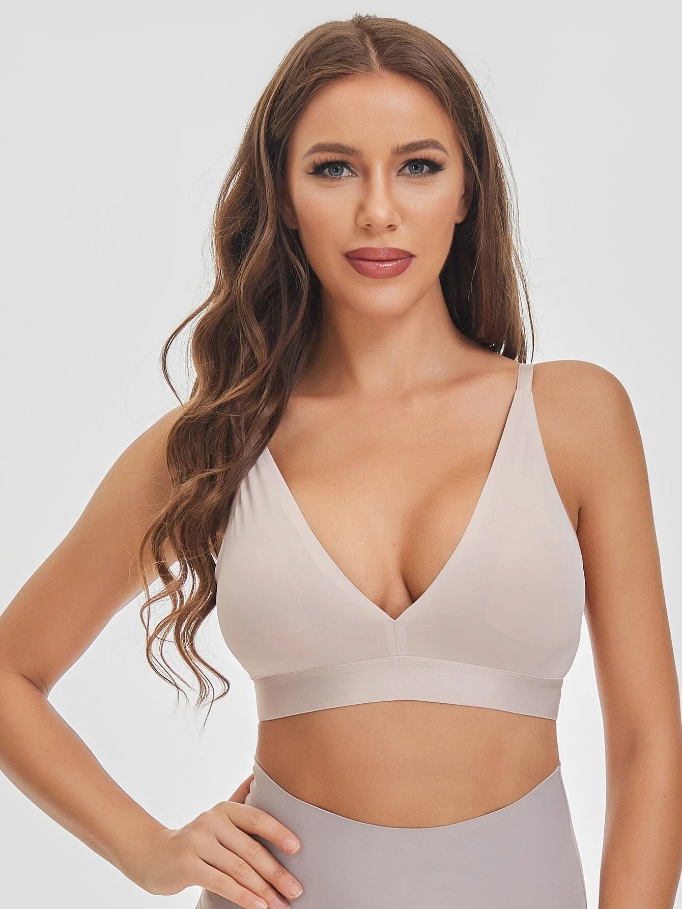 Solid Plunging Neck Wireless Bralette