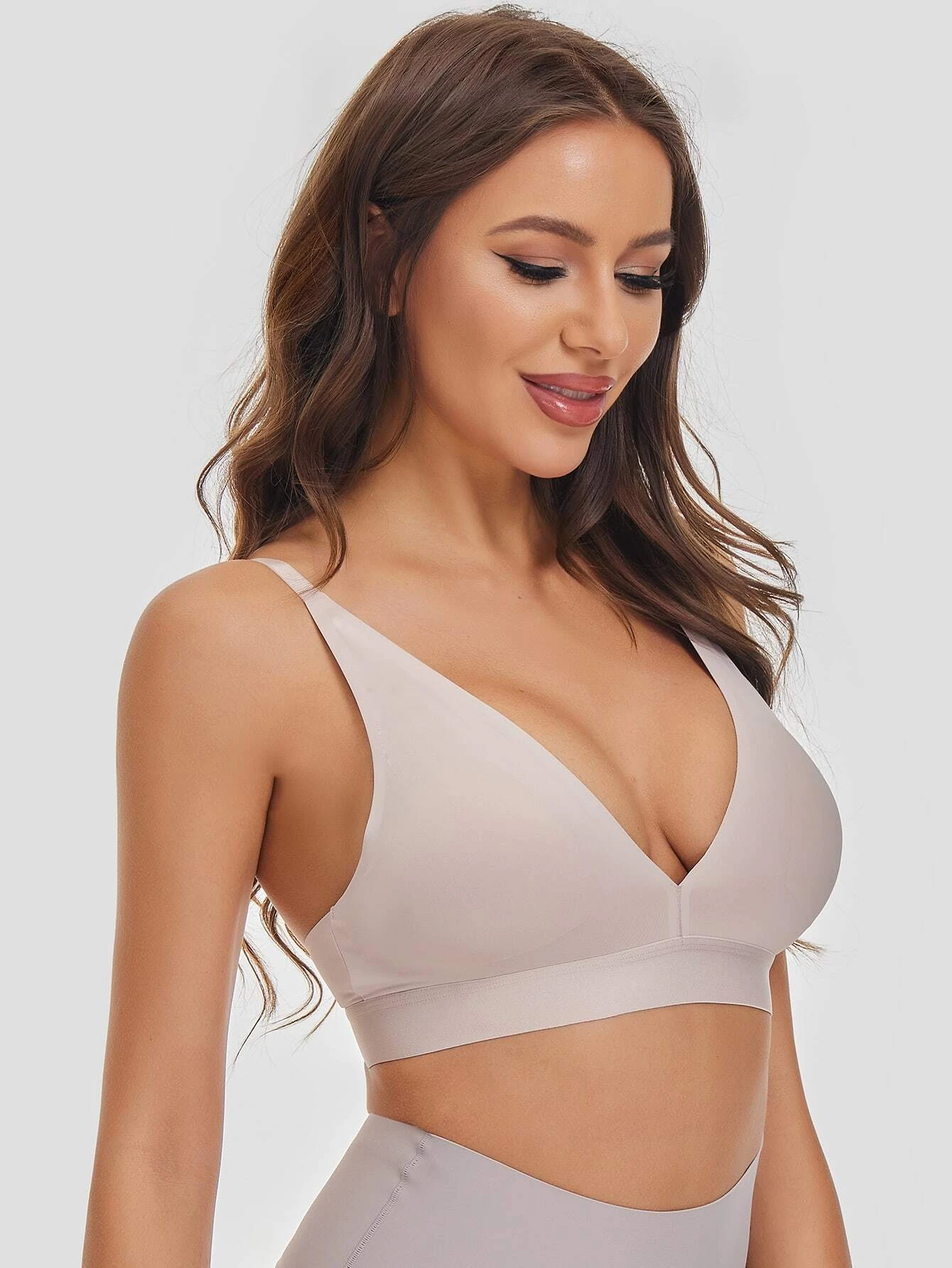 Solid Plunging Neck Wireless Bralette