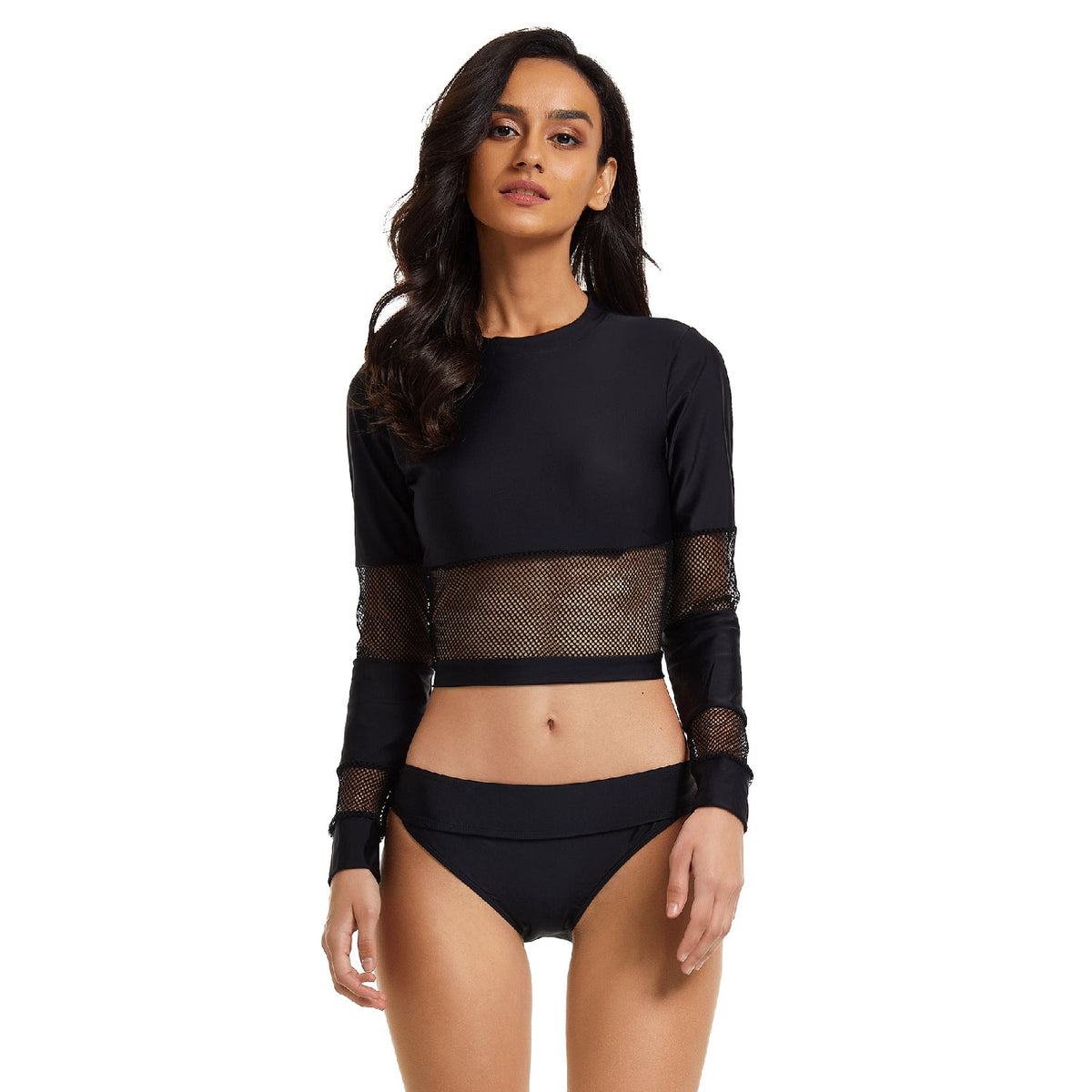 Rash Guard for Long Sleeve Crop Top Swimsuit