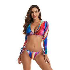 Long Sleeve Swimsuit 3 Piece Rash Guard Crop Tops