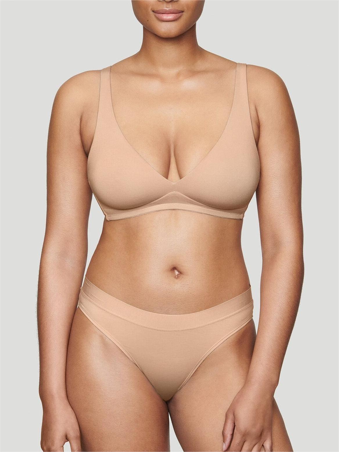 Solid color deep V Wireless Bra