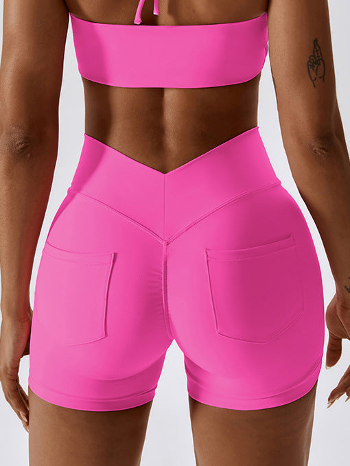 Back V Pocket Srcunch Yoga Shorts