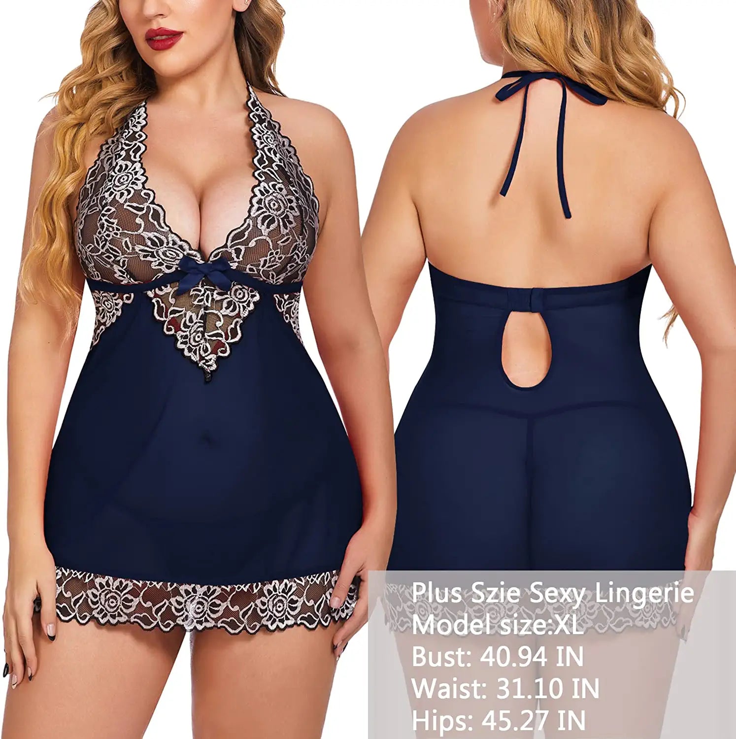 Avidlove V-Neck Lingerie Lace Babydoll Mesh Chemise Nightwear Outfits S-4XL