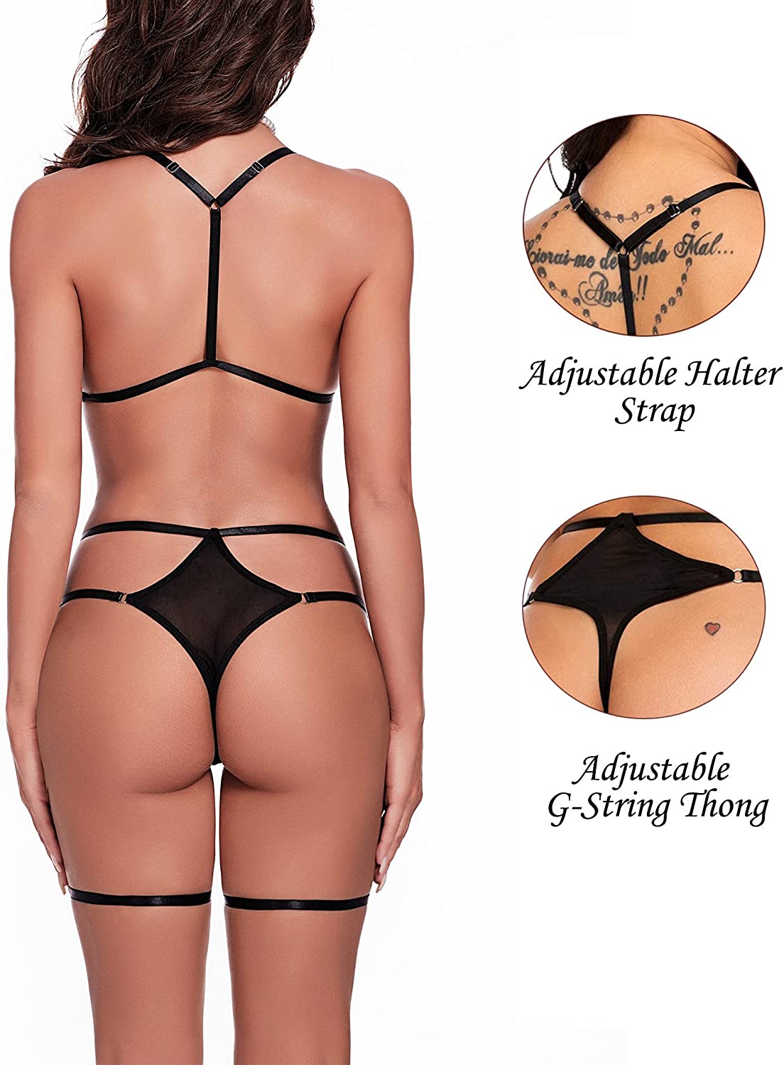 Avidlove Lingerie Set with Garter Belts Bra and Panty Strappy Babydoll