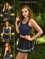 Avidlove Mini Skirt Pleated Elastic Waist Ruffle Sailor Skirts School Uniform Skirts Cheerleader